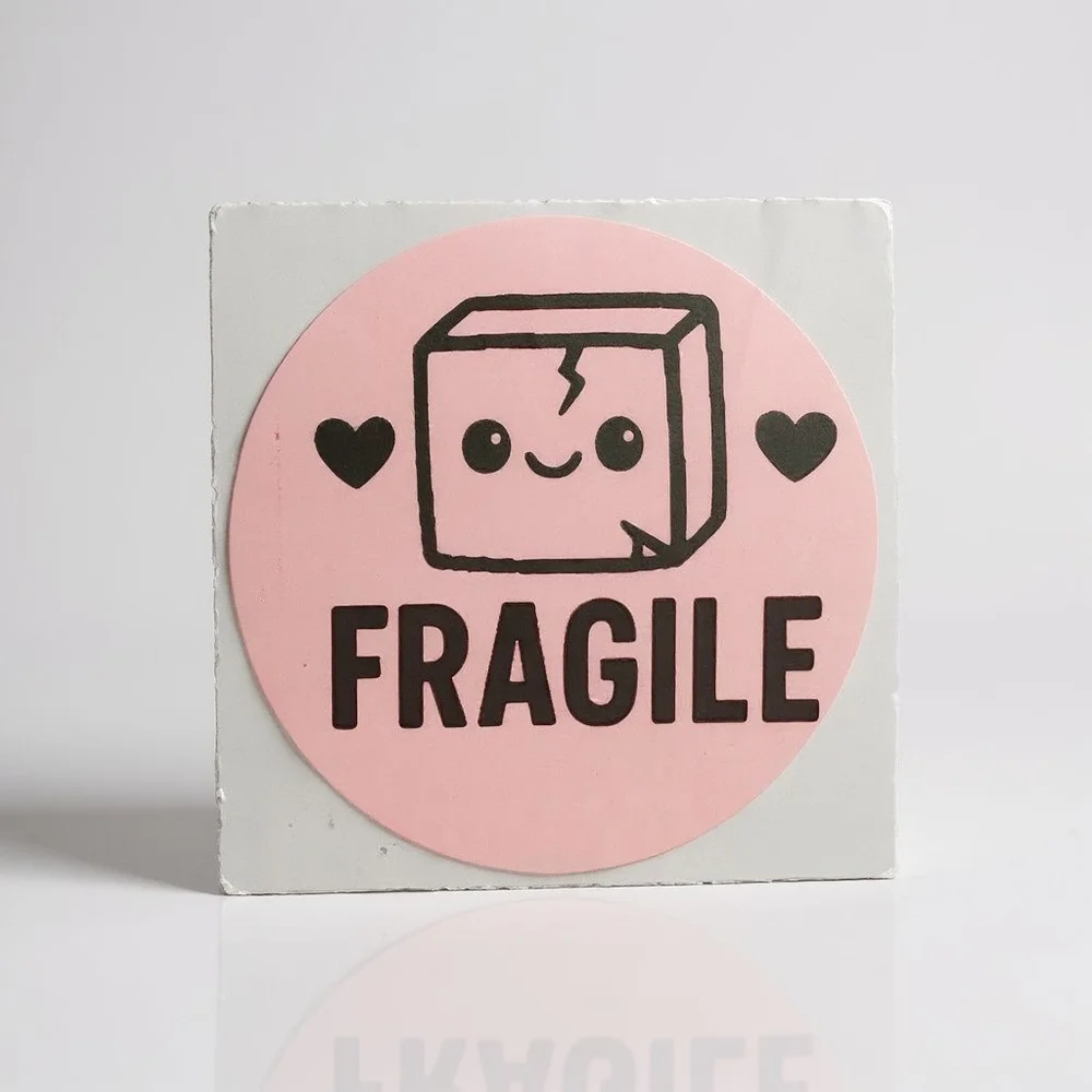200 Thank You & Fragile Packaging Stickers 2 Inch Round Pink White